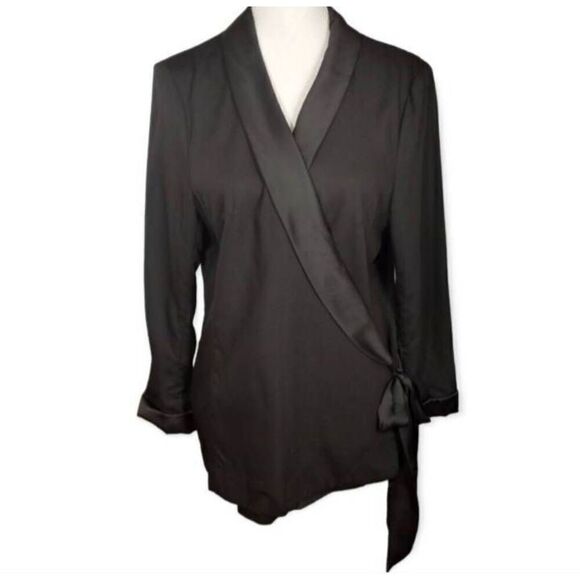 H&M CONSCIOUS COLLECTION BLACK WRAP BLAZER SZ.12 EUC. - Picture 1 of 10